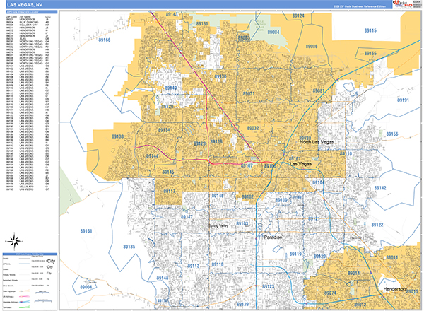 Las Vegas Zip Code Wall Map